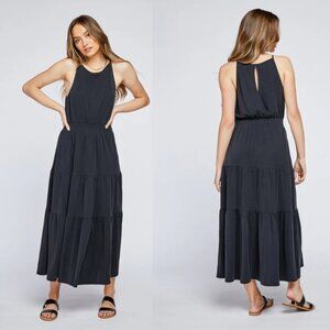 GENTLE FAWN Lucinda Black Tiered Smocked Waist Maxi Dress Womens M Transitional